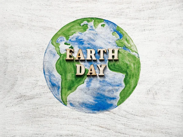 Earth Day. Beautiful greeting card. Top view