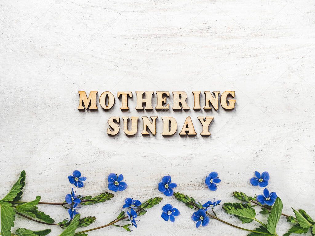 Mothering Sunday. Card. View from above. Close up