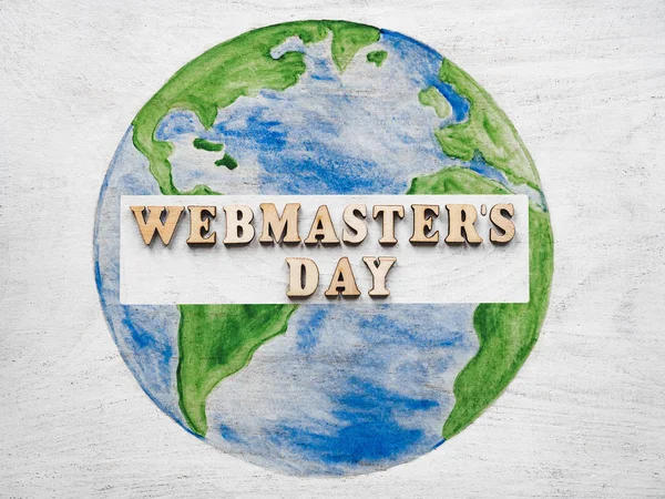 Carte de voeux Webmaster Day. Gros plan, vue de dessus — Photo