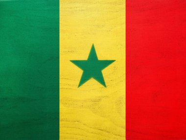 Senegal Bayrağı. Güzel tebrik kartı. Yakın çekim, yukarıdan görüş. Ulusal tatil konsepti. Ailen, akrabaların, arkadaşların ve meslektaşların için tebrikler.