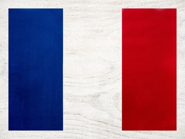フランス国旗 美しいグリーティングカード クローズアップ 上からの眺め 国民の祝日の概念 同僚へのお祝い — ストック写真