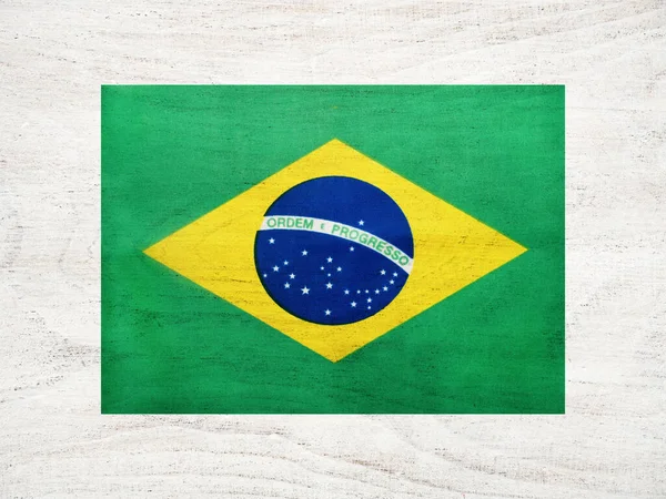 Bandeira Brasileira Belo Cartão Felicitações Close Vista Cima Conceito Nacional — Fotografia de Stock