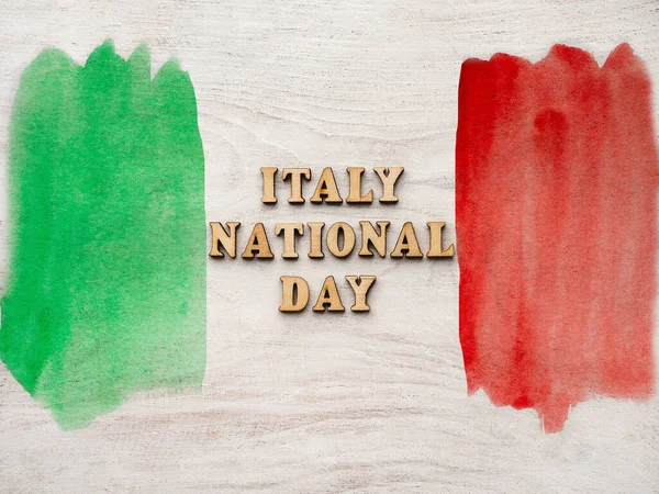 Italienische Flagge Schöne Grußkarte Nahaufnahme Blick Von Oben Nationaler Feiertag — Stockfoto