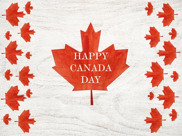 Kanada Bayrağı. Güzel tebrik kartı. Yakın çekim, yukarıdan görüş. Ulusal tatil konsepti. Ailen, akrabaların, arkadaşların ve meslektaşların için tebrikler.