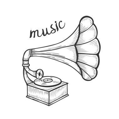 Hand drawn gramophone clipart