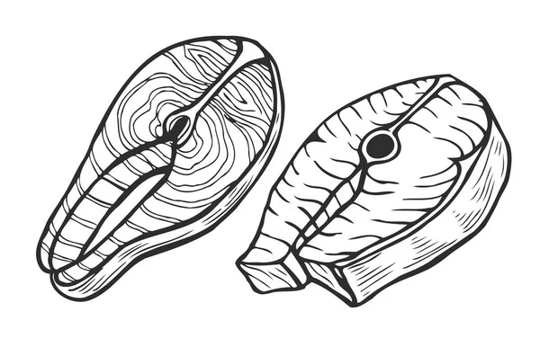 Bife de atum de salmão — Vetor de Stock