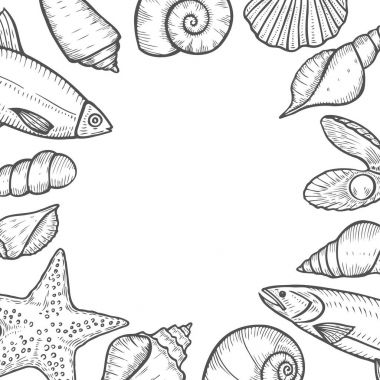 Elle çizilmiş deniz ürünleri arka plan
