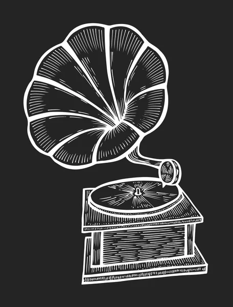 Handgezeichnetes Grammophon, Skizze — Stockvektor
