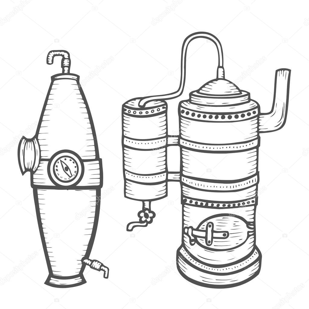Distillation apparatus sketch