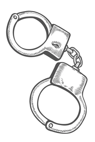 Handcuffs Engraving vintage — Stock Vector