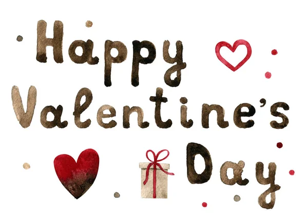 Happy valentines day handwritten lettering on white background