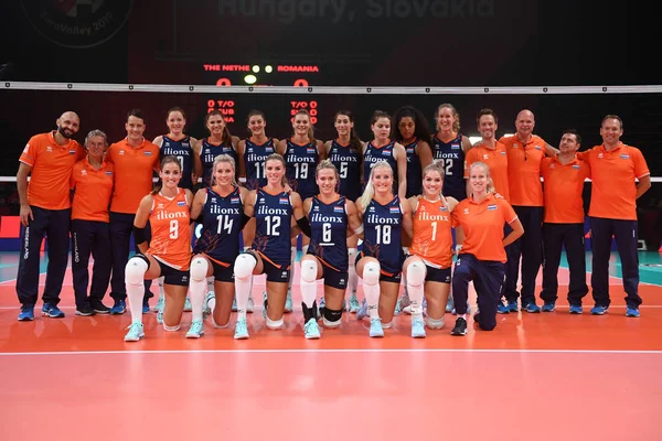 Budapest Hungria Agosto 2019 Pose Seleção Holandesa Voleibol Para Fotos — Fotografia de Stock