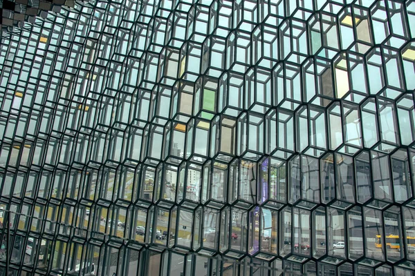 Reykjavik Islandia Architektura Wnętrz Harpa Sala Koncertowa Konferencji Centrum Fasady — Zdjęcie stockowe