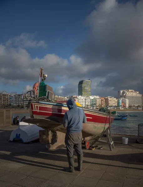 Las Palmas Gran Canaria Fevereiro 2018 Vista Para Mar Paisagem — Fotografia de Stock