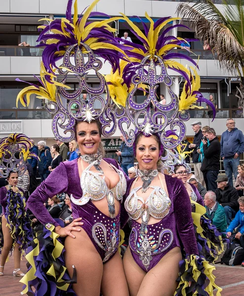Las Palmas katılımcılar karnaval. Gran Canaria 10 Şubat 2018