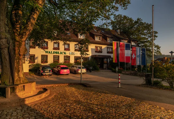 Hotel Gebouw Ochtendzon Aufen Village Duitsland Juli 2019 — Stockfoto