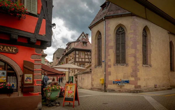 Frankrijk Alsace Riboville Juli 2019 Gevels Van Oude Huizen Het — Stockfoto