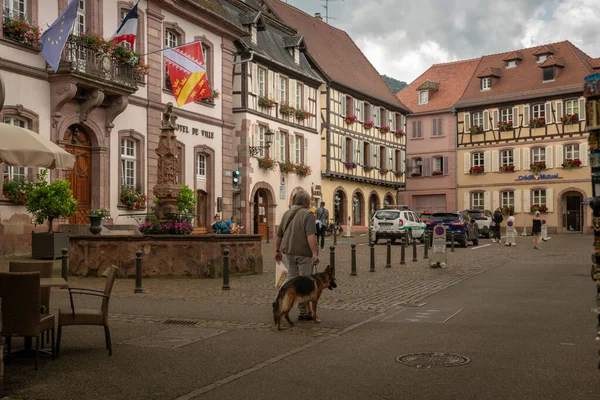 Frankrijk Alsace Riboville Juli 2019 Gevels Van Oude Huizen Het — Stockfoto