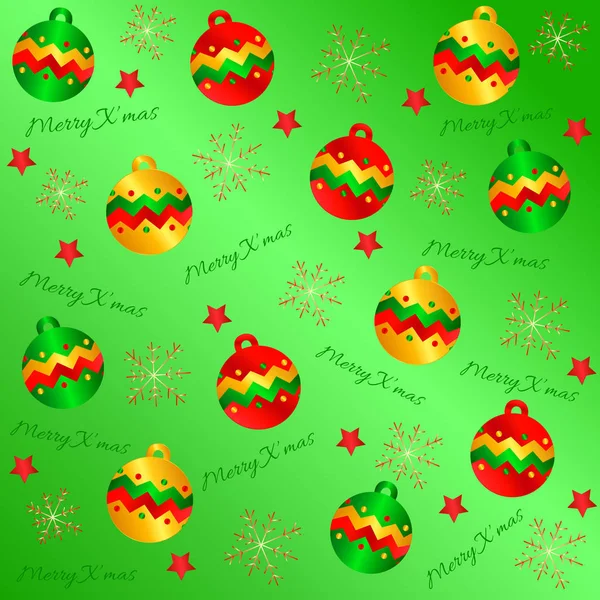 Christmas Background Your Desktop Printing Have Golden Red Green Ball — Stock Vector