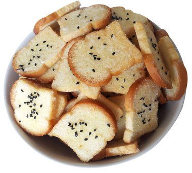 Çıtır şeker ve tereyağı ekmek şeker ve siyah susam serpin