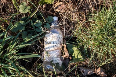 Plastik atıklar doğanın ortasına atılır.