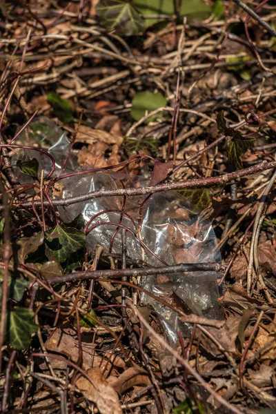 Resíduos Plástico Jogados Fora Meio Natureza — Fotografia de Stock