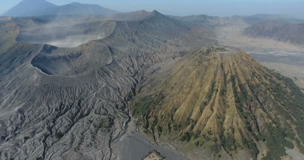 Picturesque irds eye view Video from of Mt Bromo Volcano, East Java, Bali Indonesia. Travel concept. Beautiful Asia. Shot in 4k — Stock Video