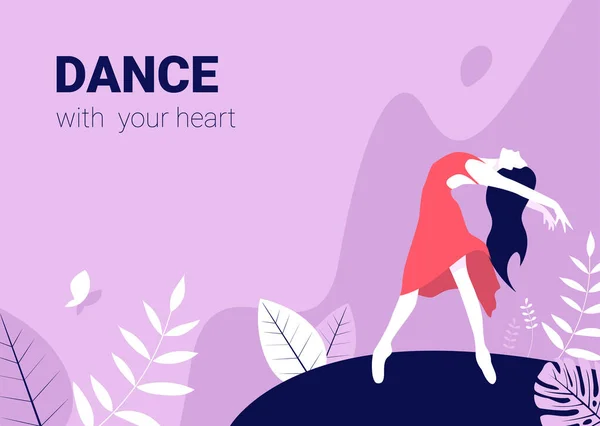 Dance Your Heart Vector Poster Perfect Dance Studio Performance Flyer — Stock Vector