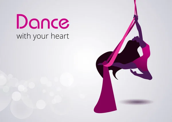 Aerial Silks Dance Your Heart Vector Poster Perfect Dance Studio — Stock Vector