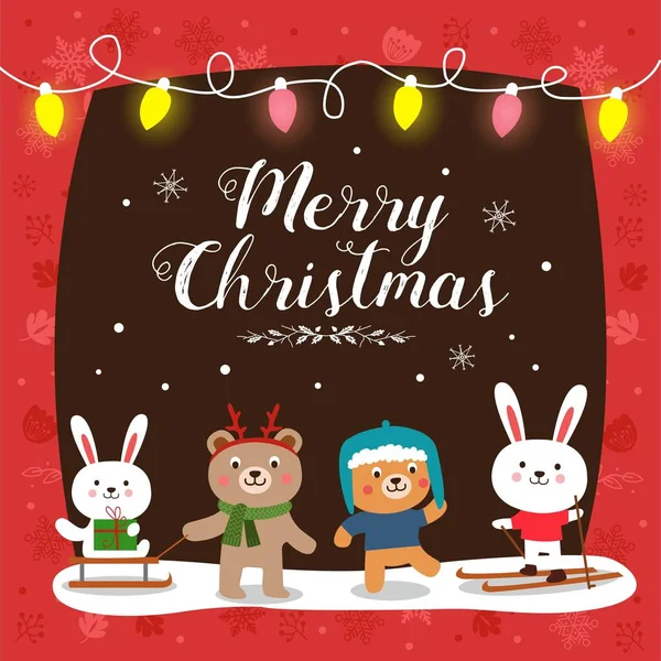 Set of cute cartoon Christmas characters. Vector illustration — Stock Vector