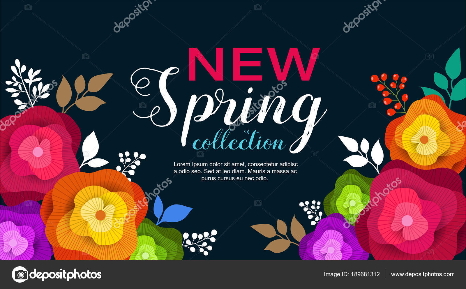 Spring banner with paper flowers for wallpaper flyer magazine Spring banner with paper flowers for wallpaper flyer magazine