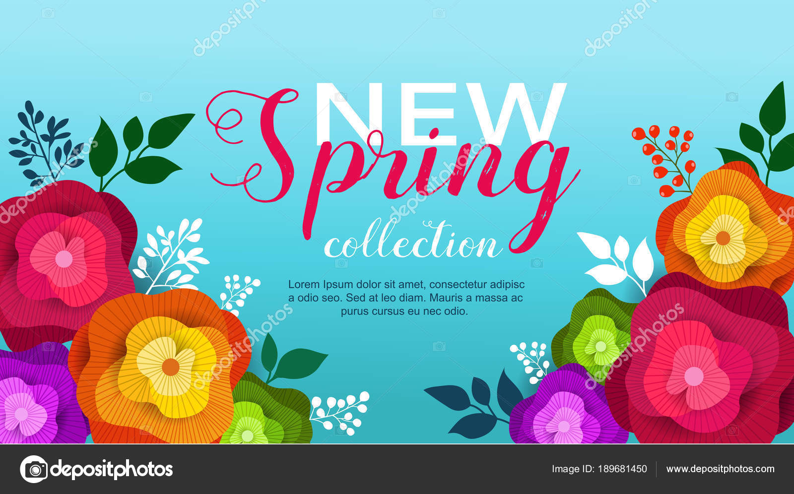 Spring banner with paper flowers for wallpaper flyer magazine Spring banner with paper flowers for wallpaper flyer magazine