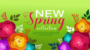 Bahar afiş kağıt çiçek duvar kağıdı, el ilanı, dergi, online, eylemler reklam ile. Vektör çizim.