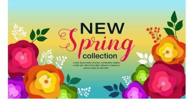 Bahar afiş kağıt çiçek duvar kağıdı, el ilanı, dergi, online, eylemler reklam ile. Vektör çizim.