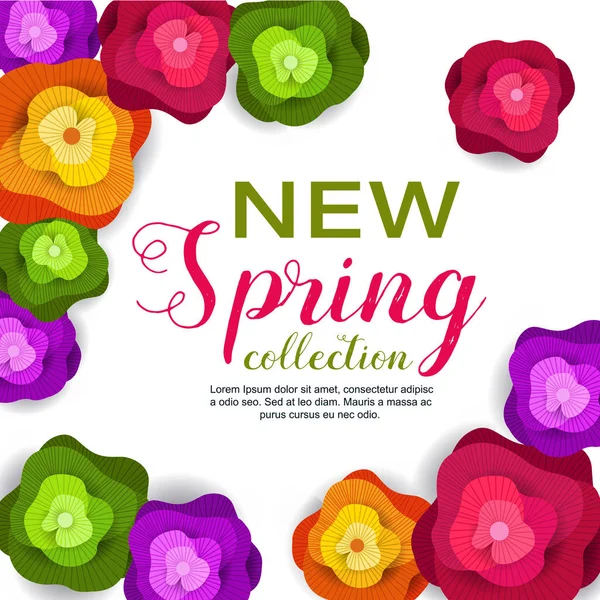 Spring banner with paper flowers for wallpaper, flyer, magazine, online, advertising actions. Vector illustration. — Stock Vector