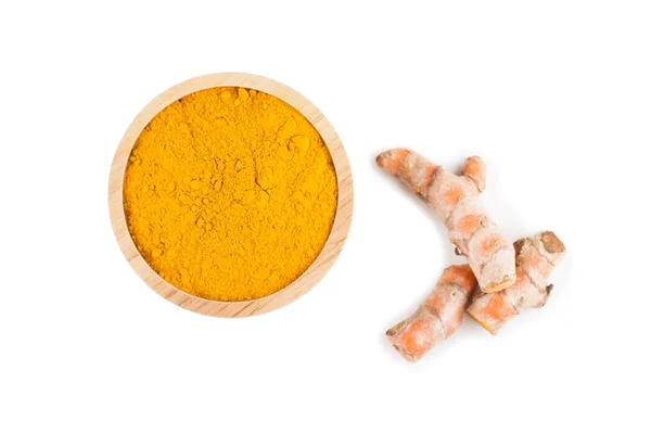 Turmeric rhizome and turmeric powder — Stock Photo, Image