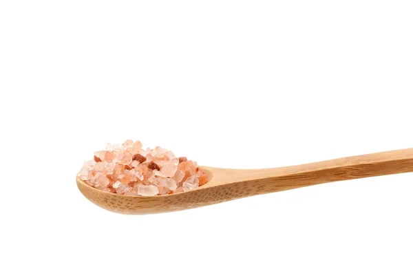 Pink Himalayan salt in wooden bowl — Stock Photo, Image