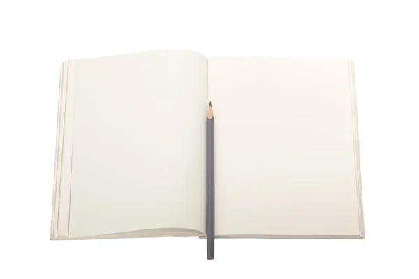 Livre Blanc Crayon Isolés Sur Fond Blanc Avec Chemin Coupe — Photo