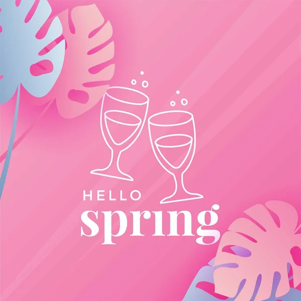 Hello spring greeting card vector illustration — Stock Vector