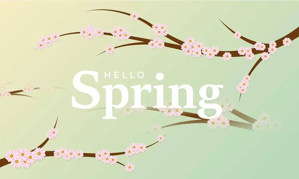 Hello spring banner background with beautiful flower — Stock Vector