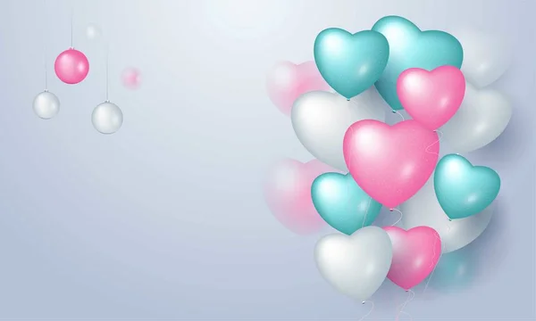 Diseño de amor para tarjeta de felicitación con globo realista — Vector de stock