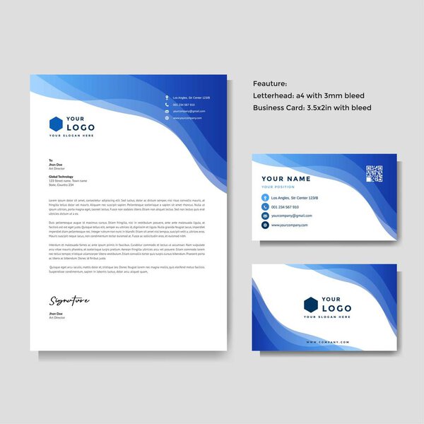 Professional creative letterhead and business card vector template