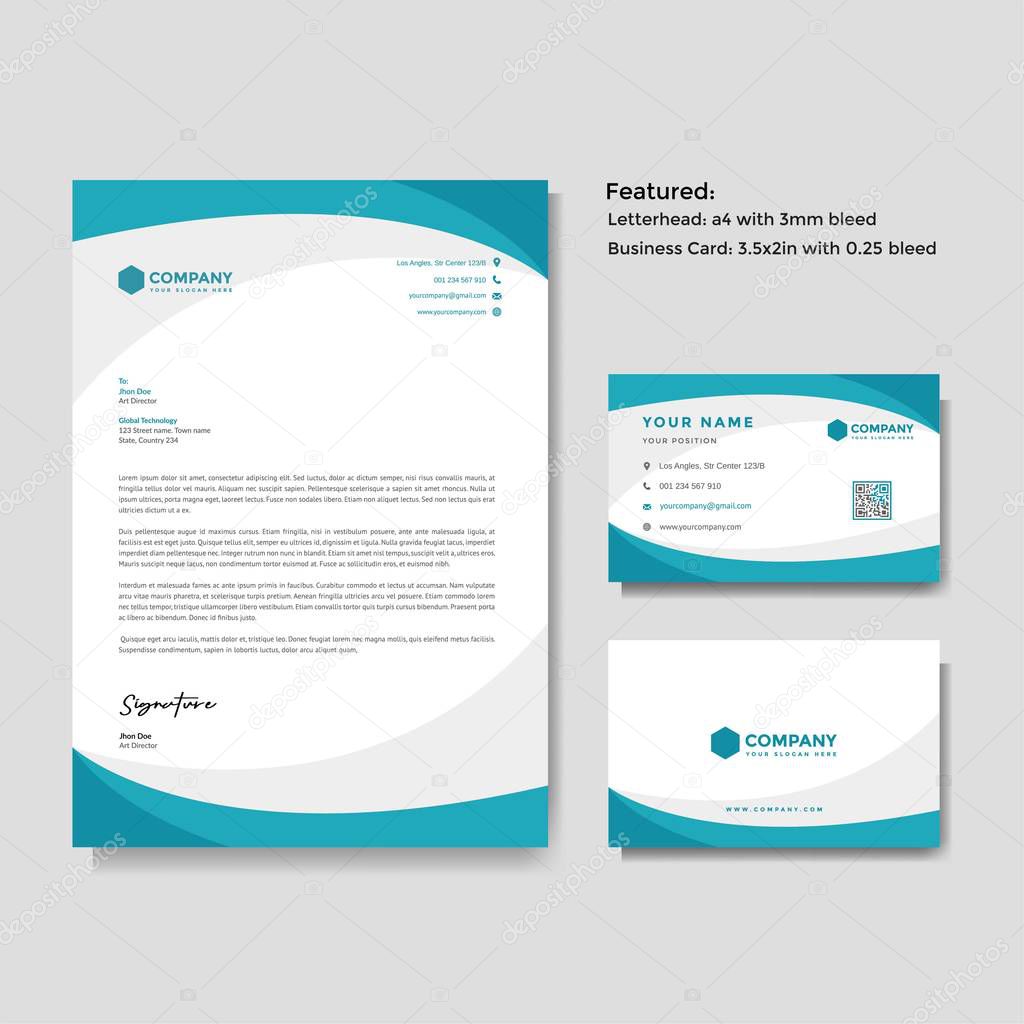 Professional creative letterhead and business card vector template