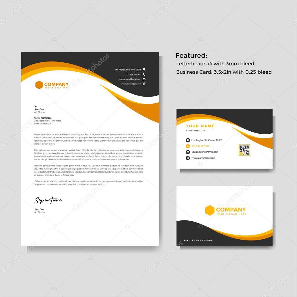 Professional creative letterhead and business card vector template