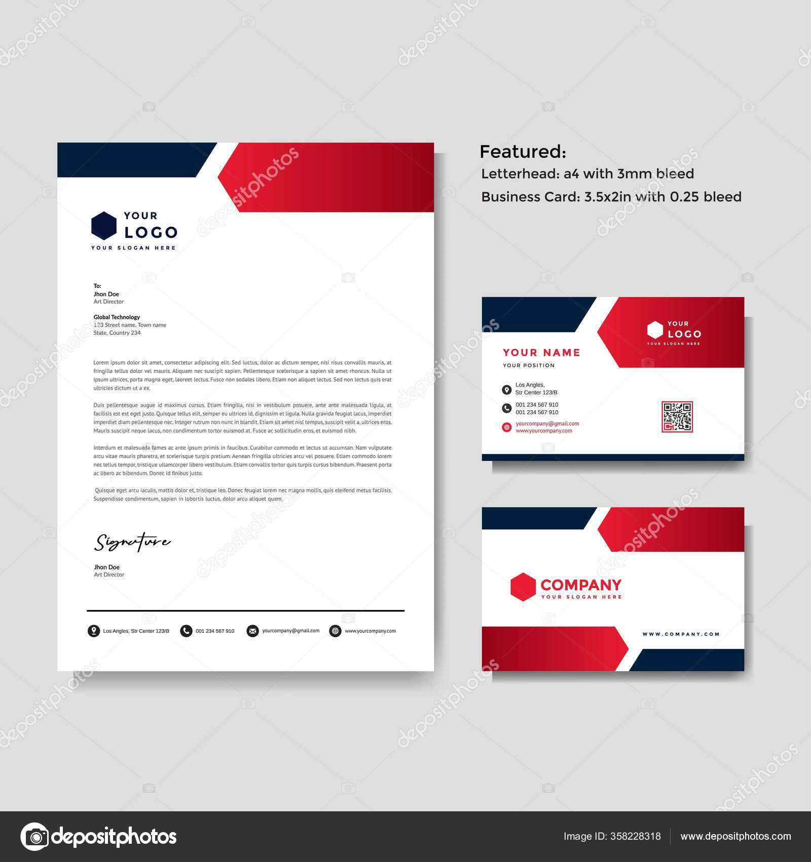 Professional Creative Letterhead Business Card Vector Template Stock Vector Image By C Yudipc 358228318