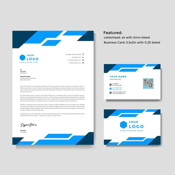 プロの創造的なレターヘッドと名刺ベクトルテンプレート — ストックベクタ