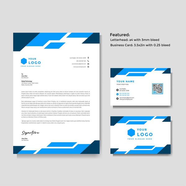 Professional creative letterhead and business card vector template