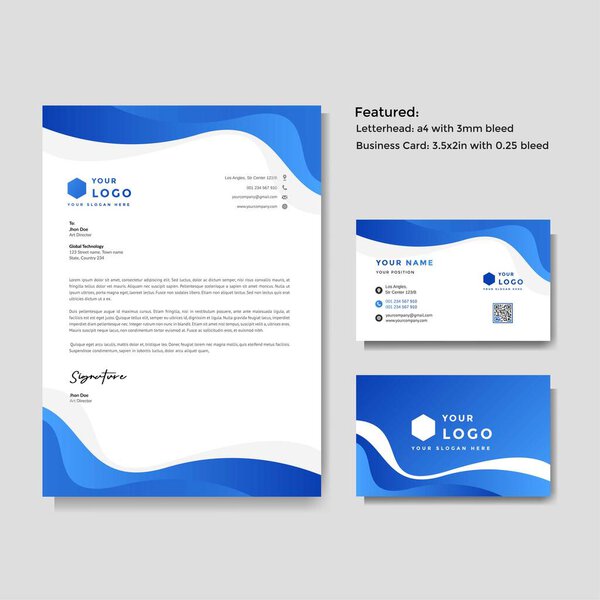 Professional creative letterhead and business card vector template