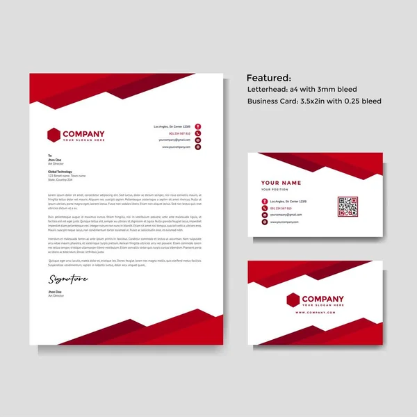 Professional Creative Letterhead Business Card Vector Template — Stock Vector