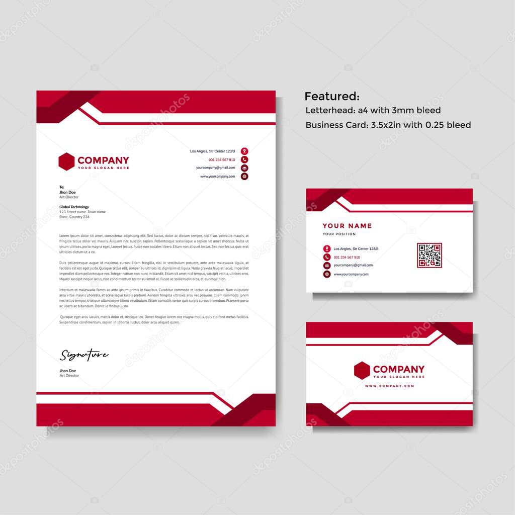 Professional creative letterhead and business card vector template